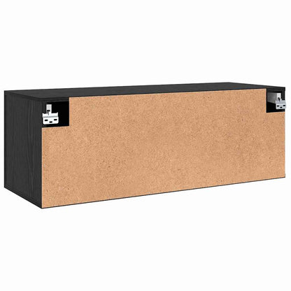 Nástěnná Skříňka 100 X 36.5 X 35 Cm Kompozitní Dřevo Černý Dub