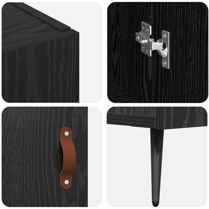Servírovací Skříň Černý Dub 89,5 X 34 X 80 Cm Kompozitní Dřevo