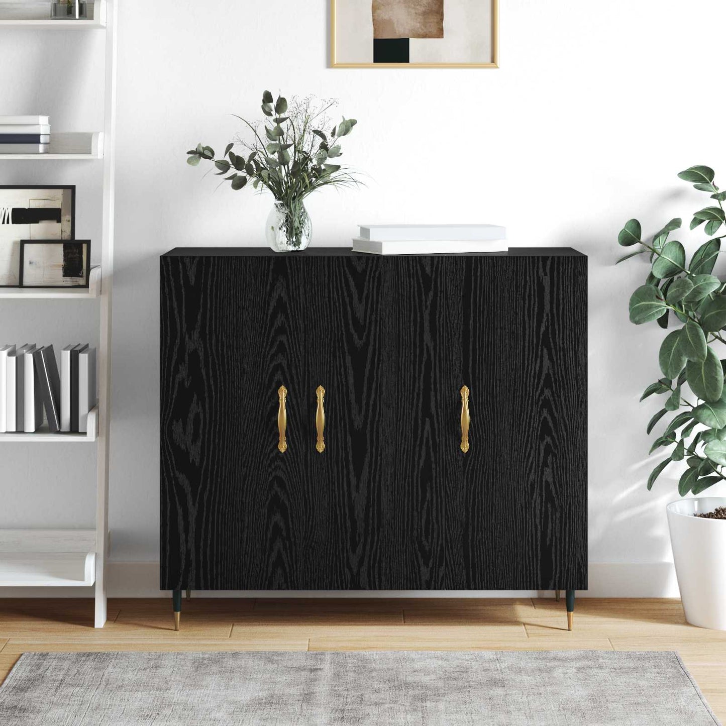 Servírovací Skříň Černý Dub 90 X 34 X 80 Cm Kompozitní Dřevo