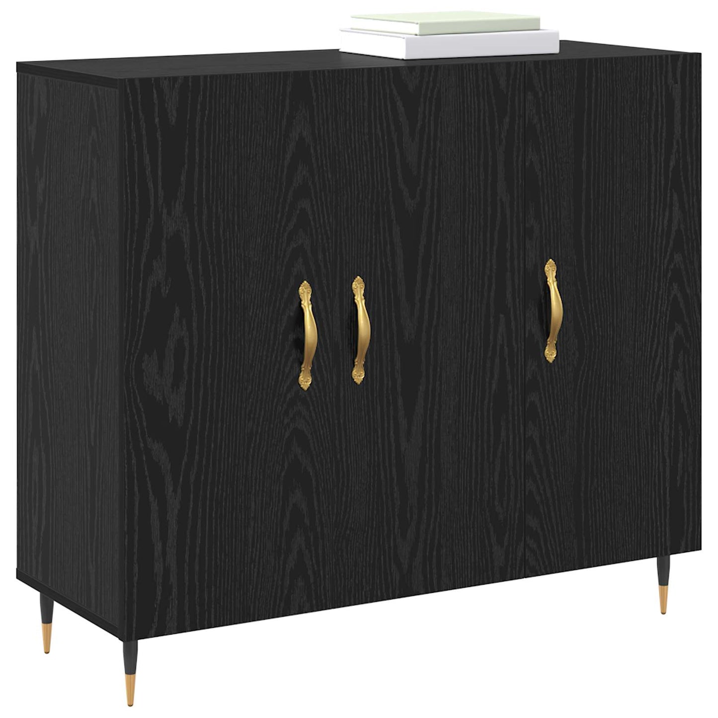Servírovací Skříň Černý Dub 90 X 34 X 80 Cm Kompozitní Dřevo