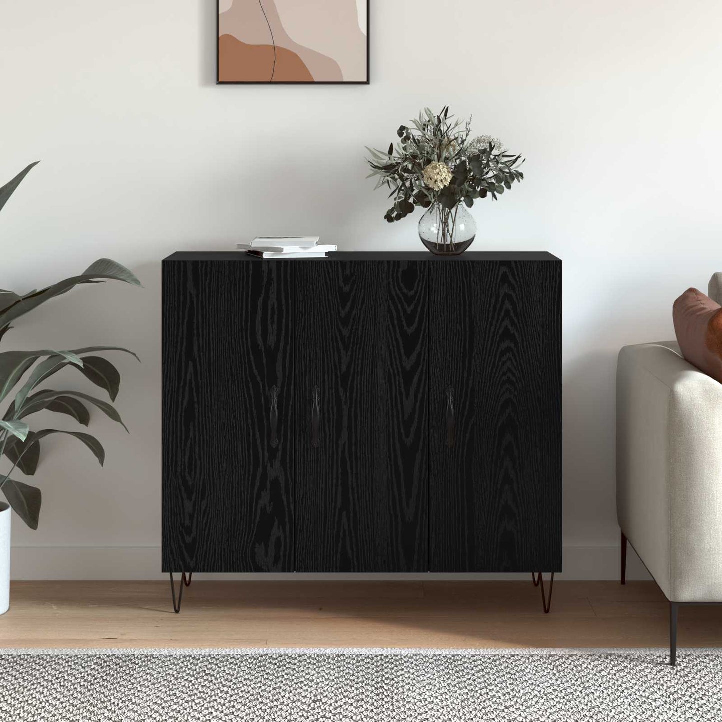 Servírovací Skříň Černý Dub 90 X 32,5 X 80 Cm Kompozitní Dřevo