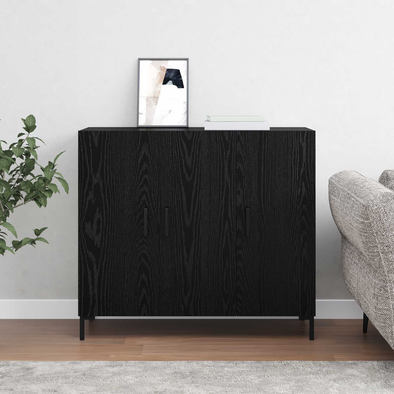 Servírovací Skříň Černý Dub 90 X 34 X 80 Cm Kompozitní Dřevo
