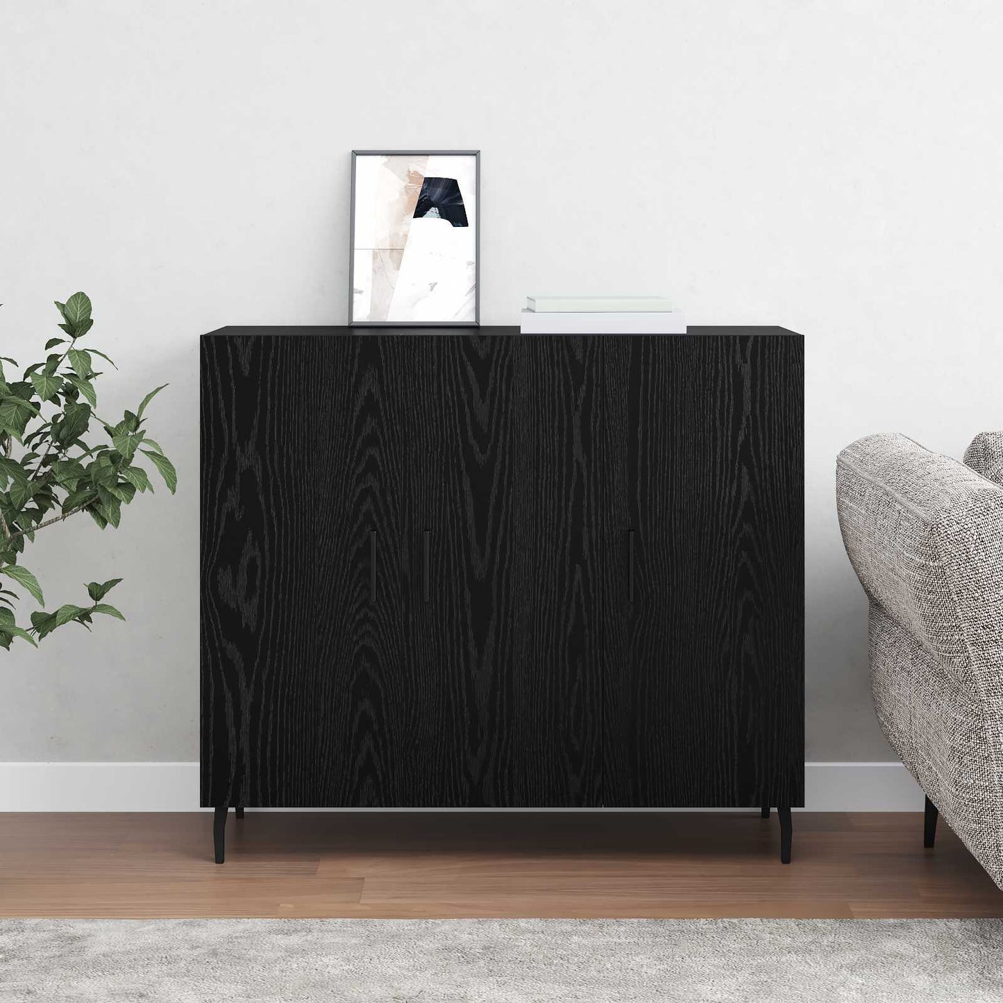 Servírovací Skříň Černý Dub 90 X 34 X 80 Cm Kompozitní Dřevo