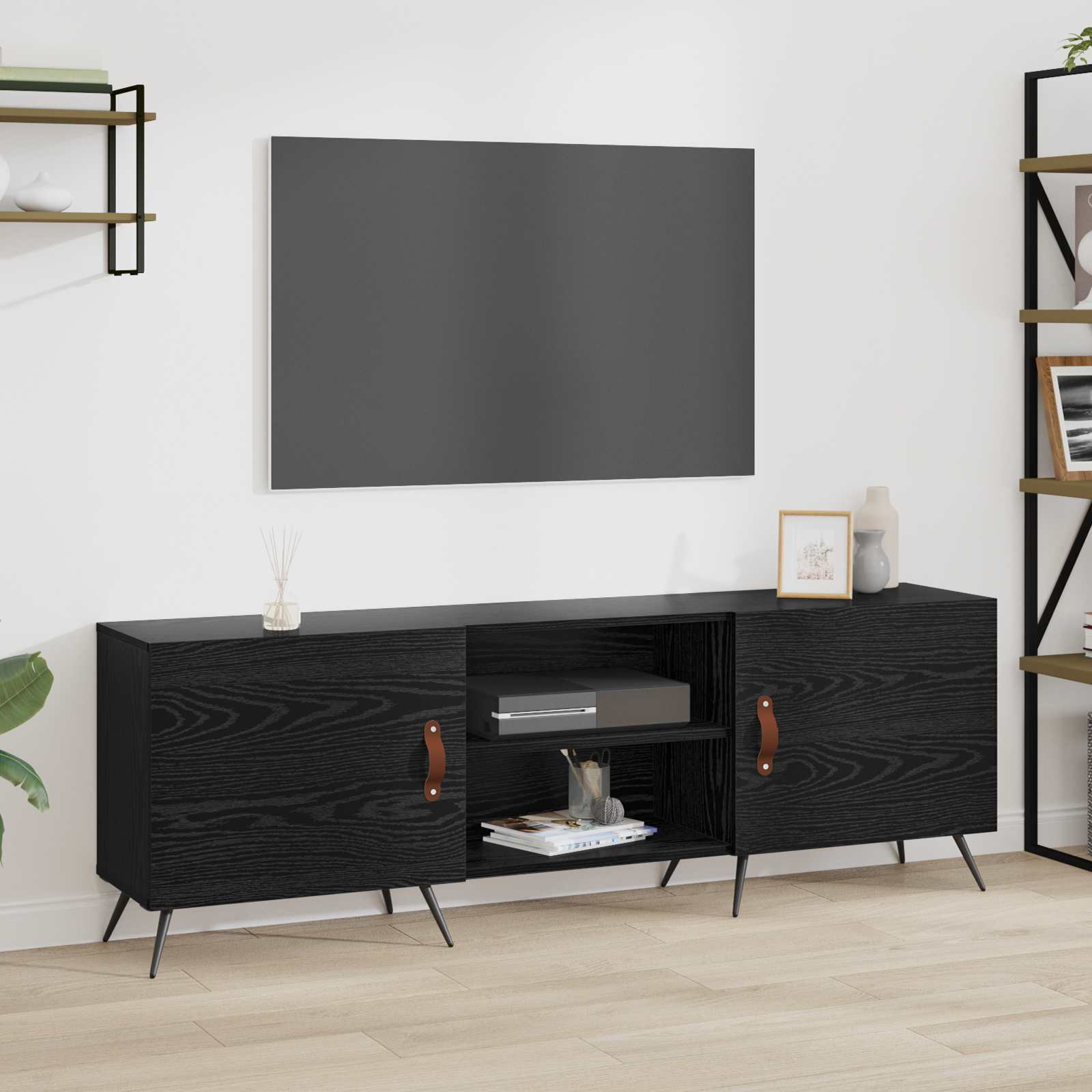 Televizní Skříň 150 X 30 X 50 Cm Černý Dub Kompozitní Dřevo