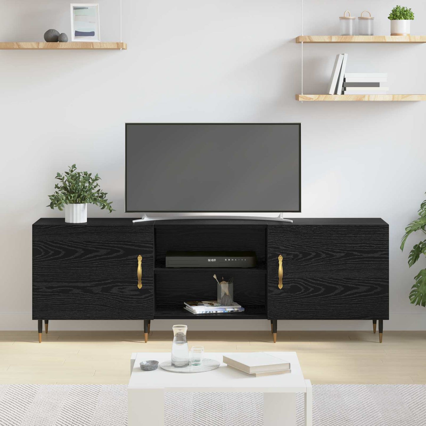 Televizní Skříň 150 X 30 X 50 Cm Černý Dub Kompozitní Dřevo