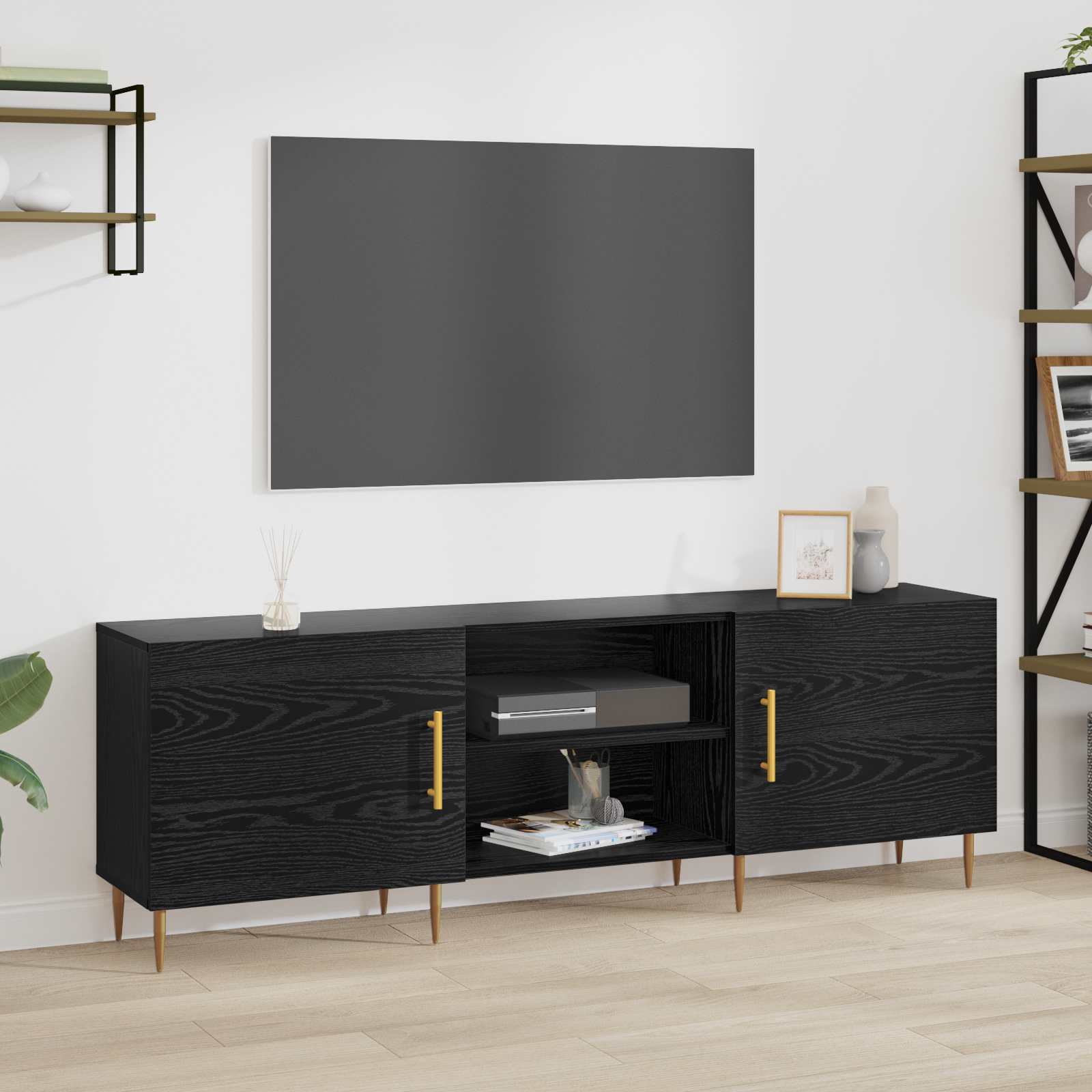 Televizní Skříň 150 X 30 X 50 Cm Černý Dub Kompozitní Dřevo