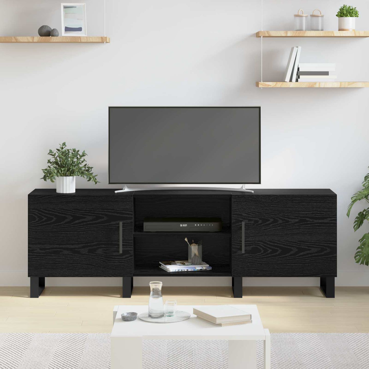 Televizní Skříň 150 X 30 X 50 Cm Černý Dub Kompozitní Dřevo