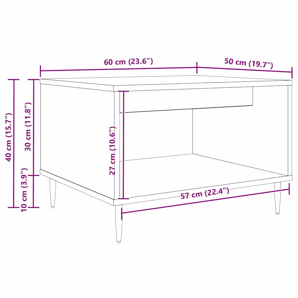Konferenční Stolek Staré Dřevo 60 X 50 X 40 Cm Kompozitní Dřevo