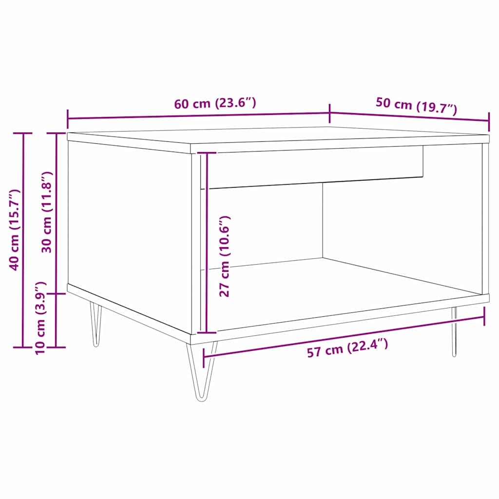 Konferenční Stolek Dub Artisan 60 X 50 X 40 Cm Kompozitní Dřevo