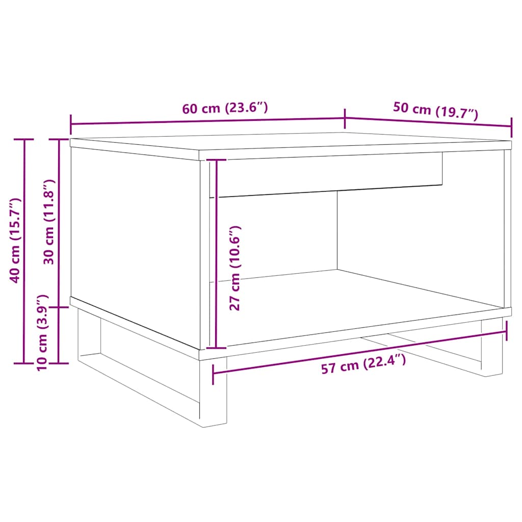Konferenční Stolek Staré Dřevo 60 X 50 X 40 Cm Kompozitní Dřevo