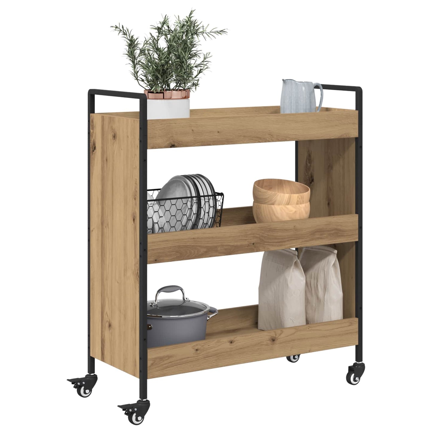 Kuchyňský Vozík Artisanový Dub 70 X 30 X 82 Cm Kompozitní Dřevo