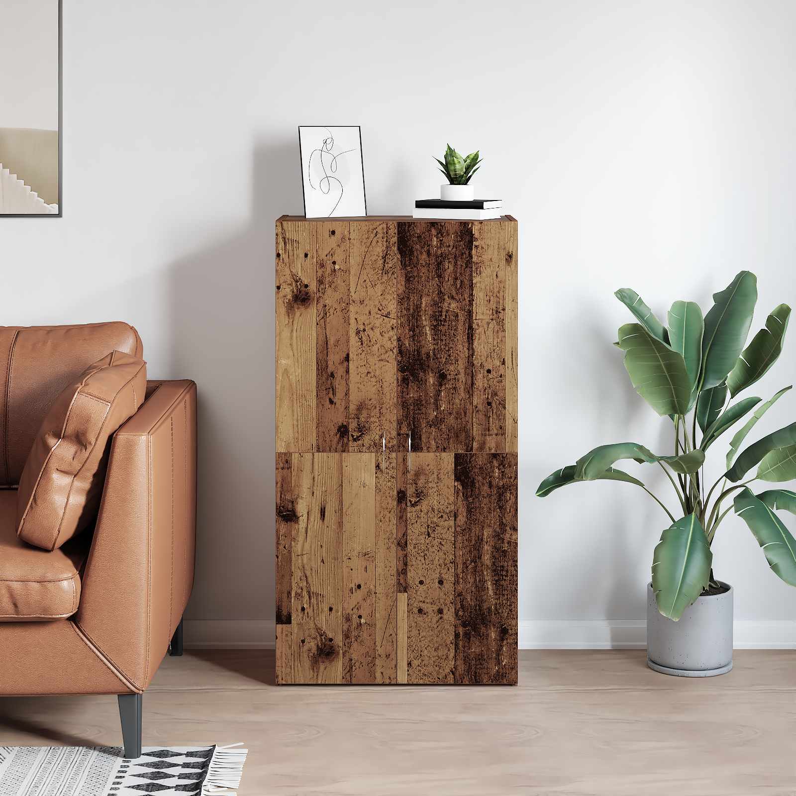 Kancelářská Skříň Staré Dřevo 60 X 32 X 115 Cm Kompozitní Dřevo