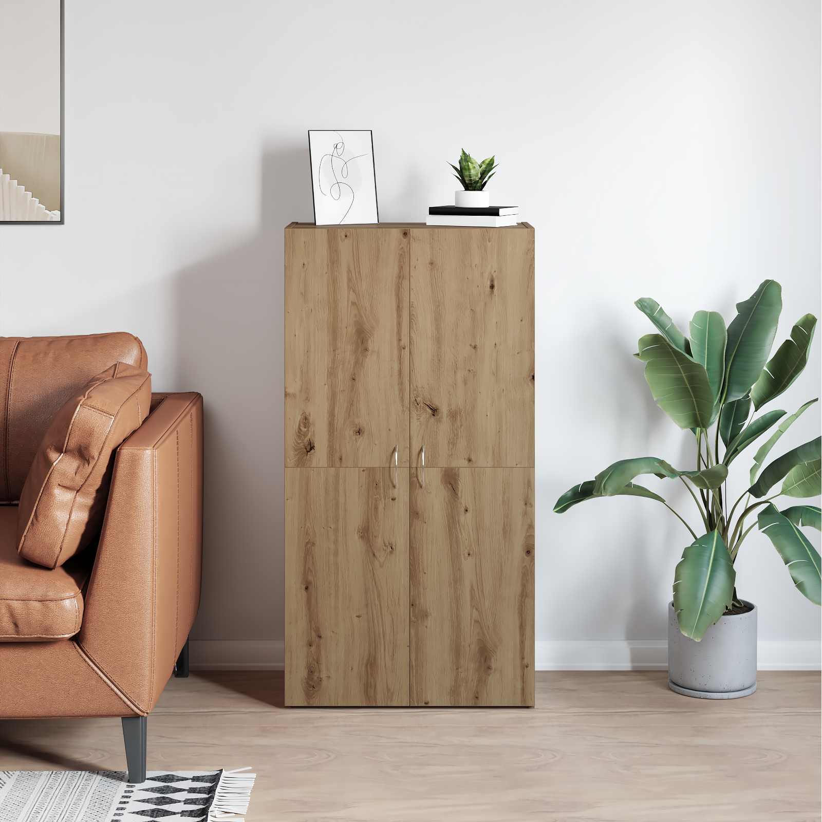 Kancelářská Skříň Dub Artisan 60 X 32 X 115 Cm Kompozitní Dřevo