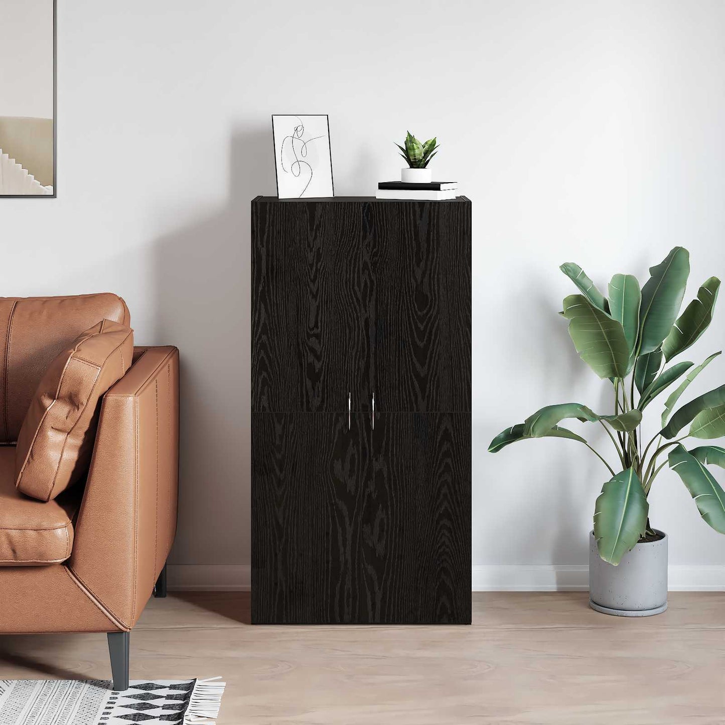 Kancelářská Skříň Černý Dub 60 X 32 X 115 Cm Kompozitní Dřevo