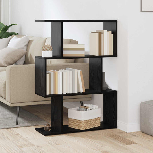 Knihovna 3 Úrovní 70 X 24 X 97 Cm Kompozitní Dřevo Černý Dub