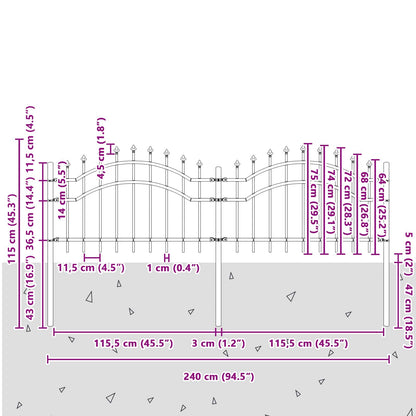 Zahradní Plot Woerden 240 X 115 Cm Práškově Lakovaná Ocel Šedá