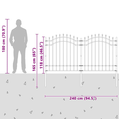 Zahradní Plot Woerden 240 X 165 Cm Práškově Lakovaná Ocel Šedá