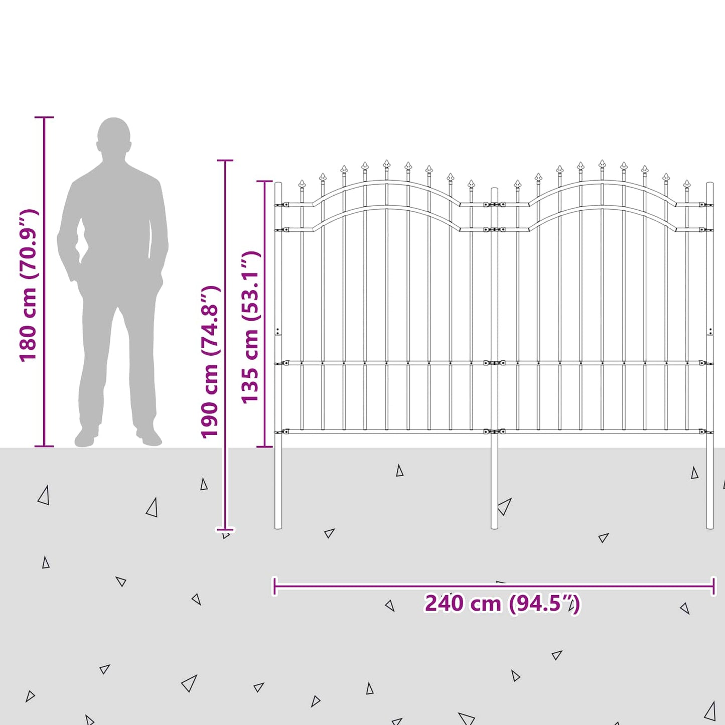 Zahradní Plot Woerden 240 X 190 Cm Práškově Lakovaná Ocel Šedá