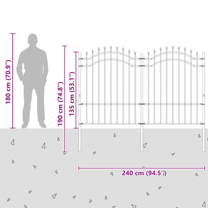 Zahradní Plot Woerden 240 X 190 Cm Práškově Lakovaná Ocel Šedá