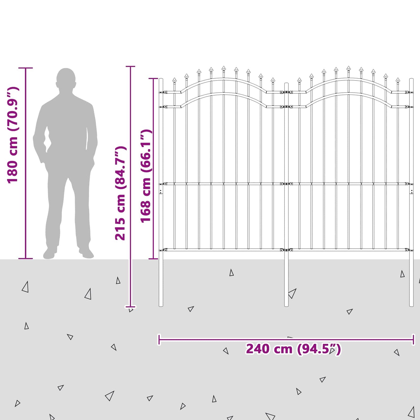 Zahradní Plot Woerden 240 X 215 Cm Práškově Lakovaná Ocel Šedá