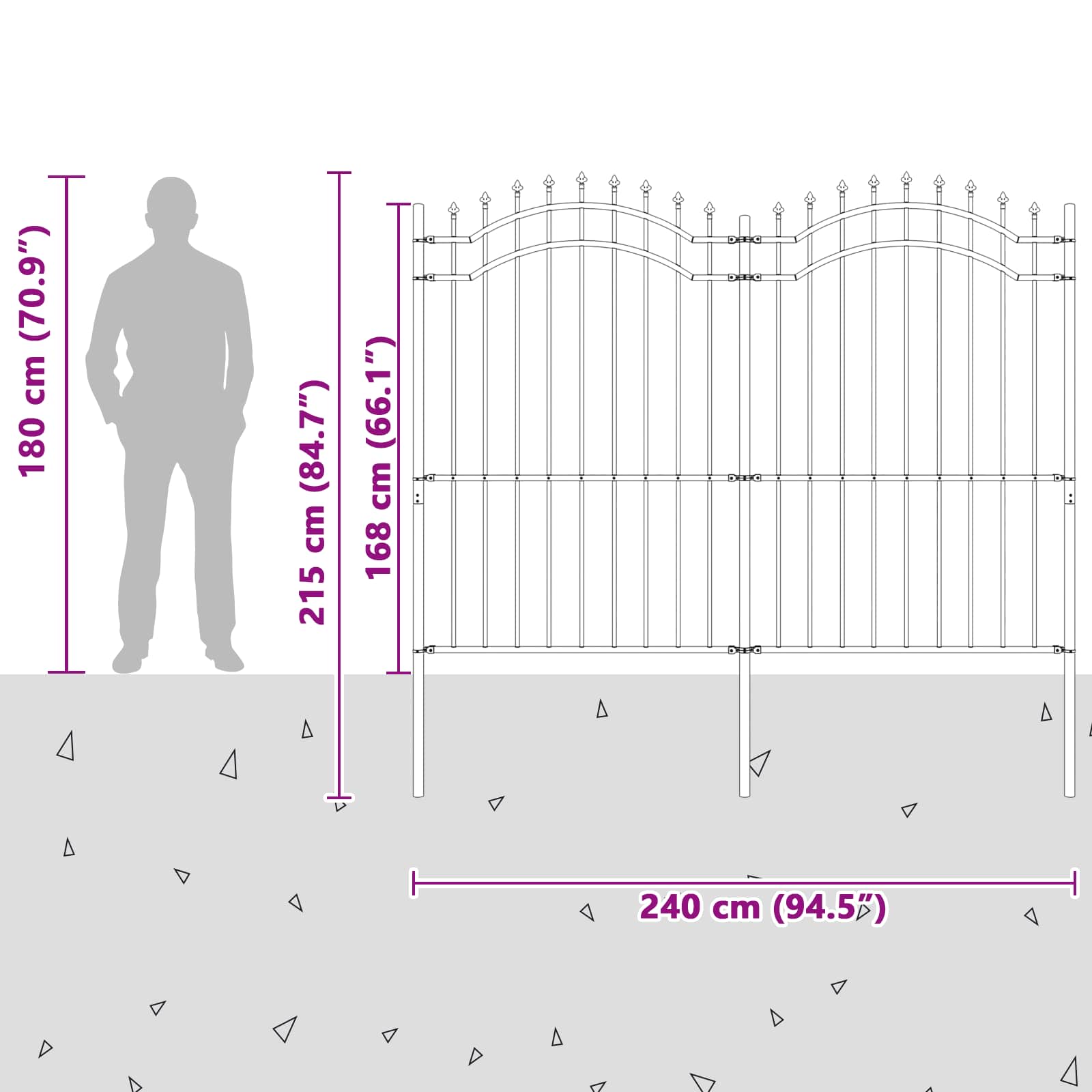 Zahradní Plot Woerden 240 X 215 Cm Práškově Lakovaná Ocel Šedá