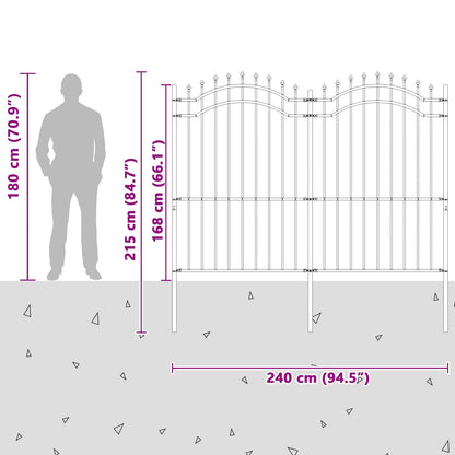 Zahradní Plot Woerden 240 X 215 Cm Práškově Lakovaná Ocel Šedá