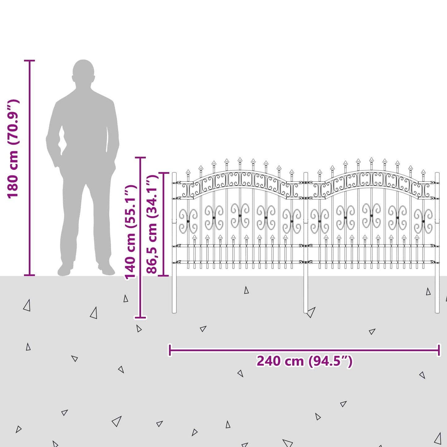 Zahradní Plot Kampen 240 X 140 Cm Mesh Práškově Lakovaná Ocel