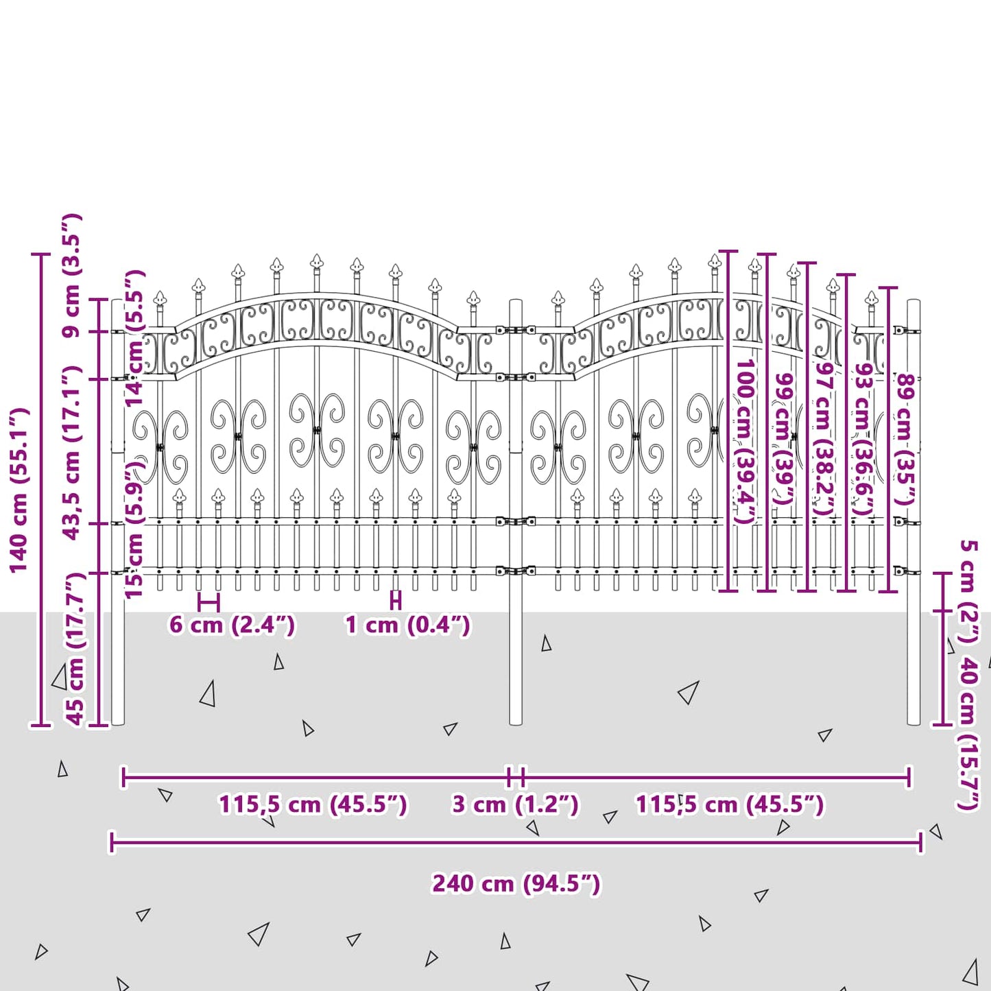 Zahradní Plot Kampen 240 X 140 Cm Mesh Práškově Lakovaná Ocel