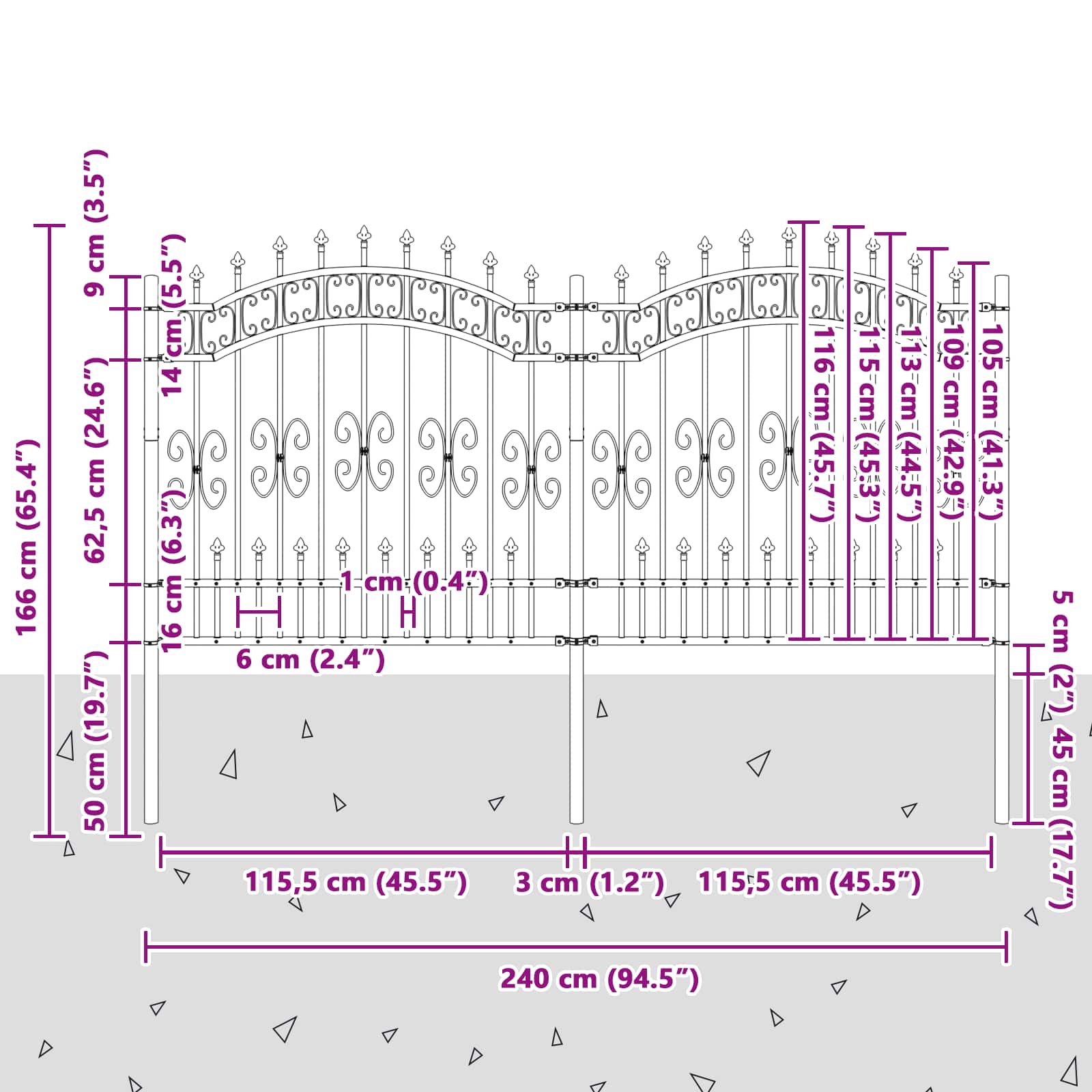 Zahradní Plot Kampen 240 X 166 Cm Mesh Práškově Lakovaná Ocel