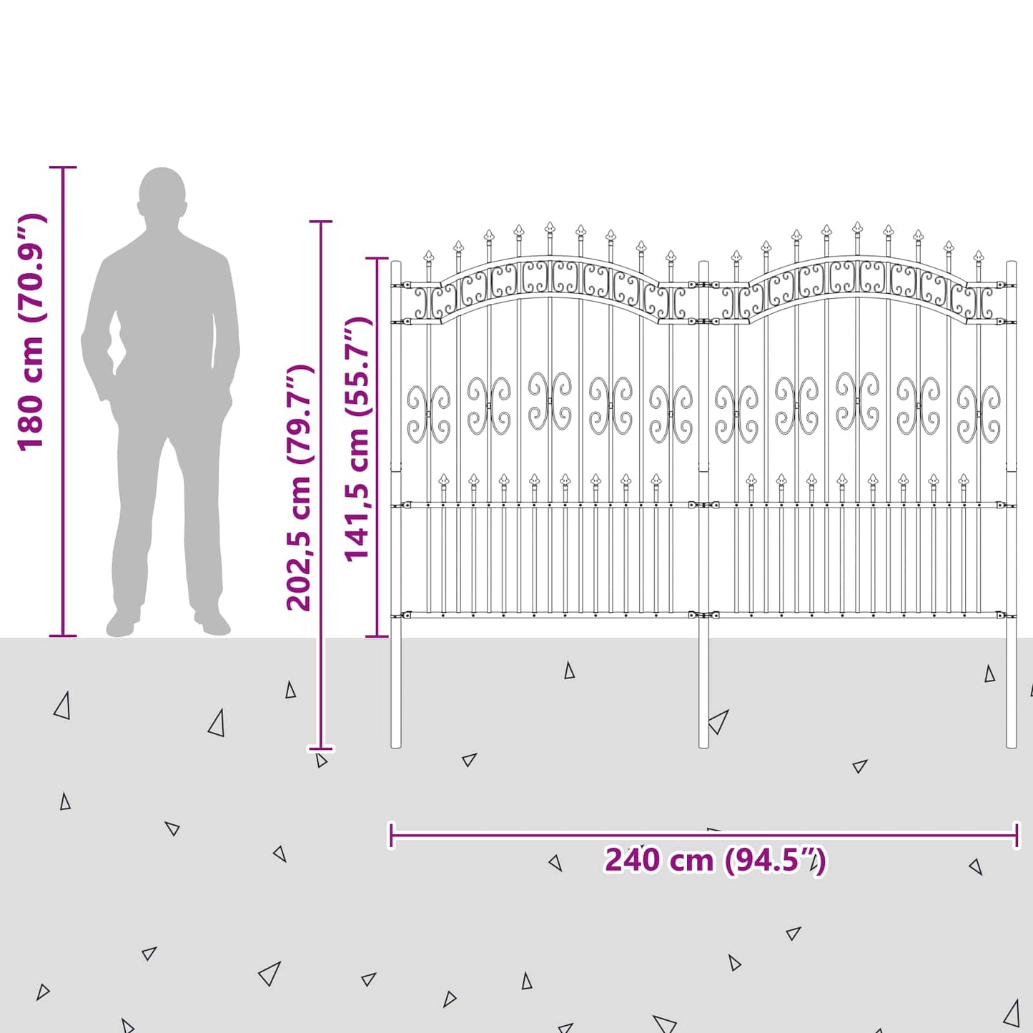 Zahradní Plot Kampen 240 X 202,5 Cm Mesh Práškově Lakovaná Ocel