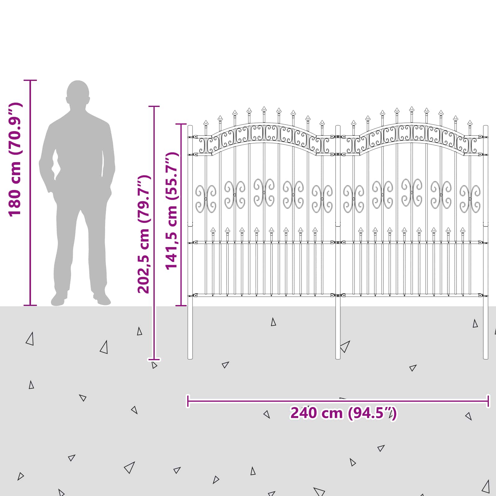 Zahradní Plot Kampen 240 X 202,5 Cm Mesh Práškově Lakovaná Ocel