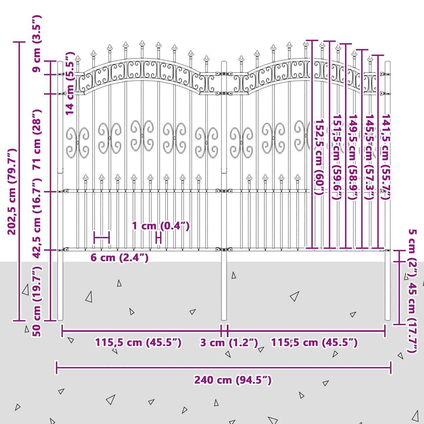 Zahradní Plot Kampen 240 X 202,5 Cm Mesh Práškově Lakovaná Ocel
