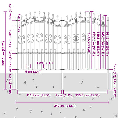 Zahradní Plot Kampen 240 X 202,5 Cm Mesh Práškově Lakovaná Ocel