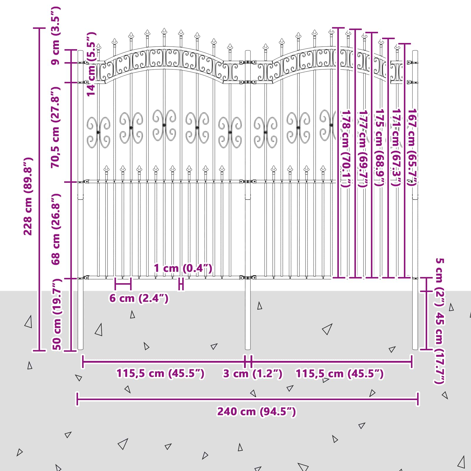 Zahradní Plot Kampen 240 X 228 Cm Mesh Práškově Lakovaná Ocel