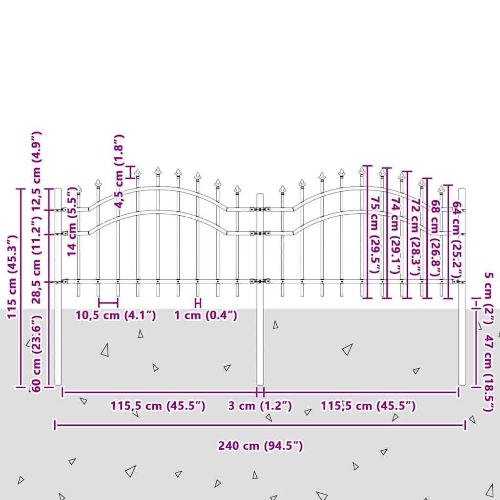 Zahradní Plot Woerden 240 X 115 Cm Práškově Lakovaná Ocel Bílá