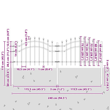 Zahradní Plot Woerden 240 X 115 Cm Práškově Lakovaná Ocel Bílá