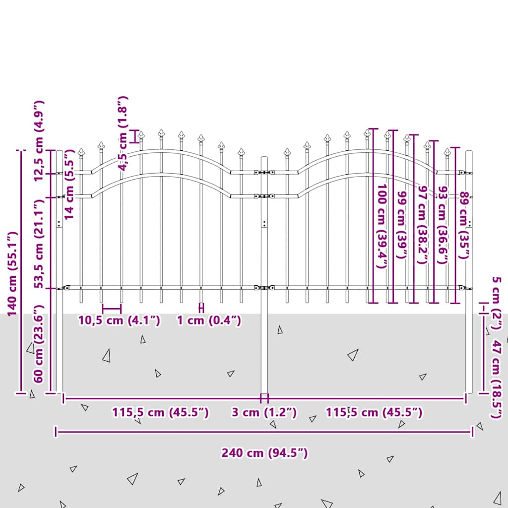 Zahradní Plot Woerden 240 X 140 Cm Práškově Lakovaná Ocel Bílá