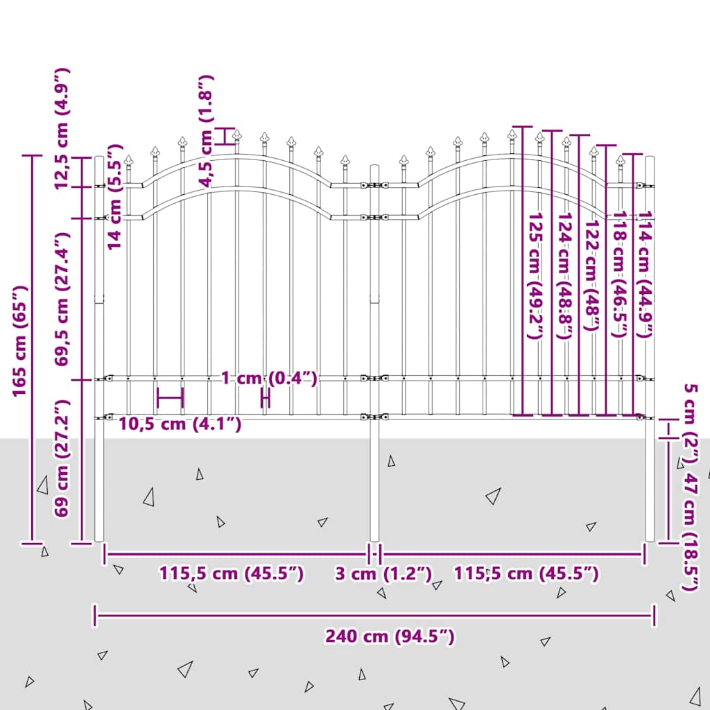 Zahradní Plot Woerden 240 X 165 Cm Práškově Lakovaná Ocel Bílá