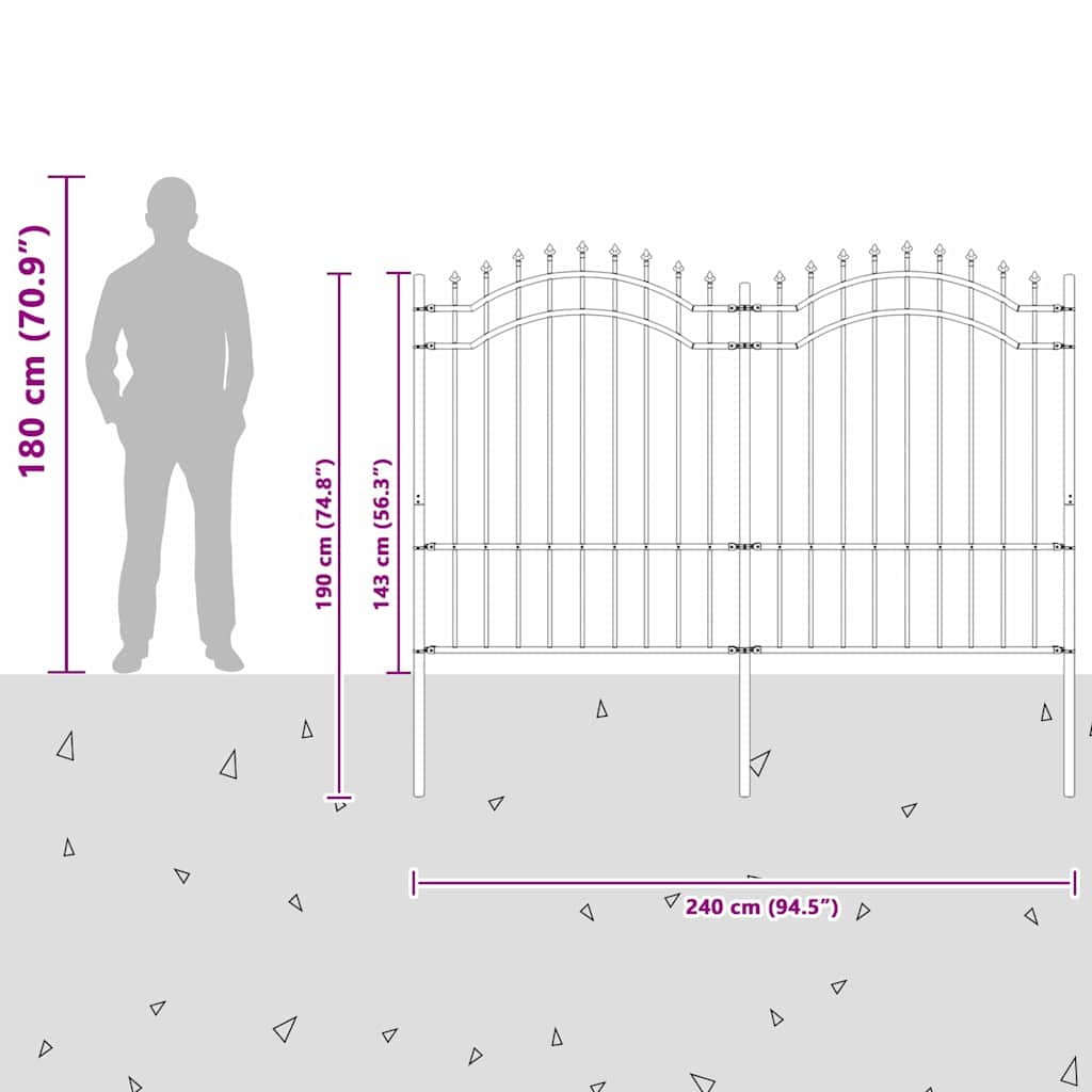 Zahradní Plot Woerden 240 X 190 Cm Práškově Lakovaná Ocel Bílá