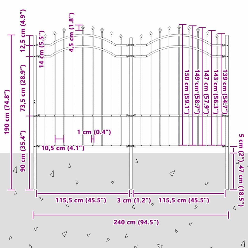 Zahradní Plot Woerden 240 X 190 Cm Práškově Lakovaná Ocel Bílá