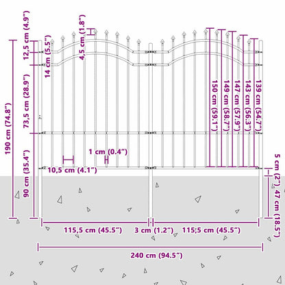 Zahradní Plot Woerden 240 X 190 Cm Práškově Lakovaná Ocel Bílá