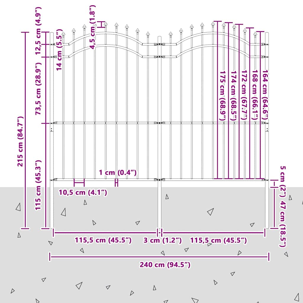 Zahradní Plot Woerden 240 X 215 Cm Práškově Lakovaná Ocel Bílá