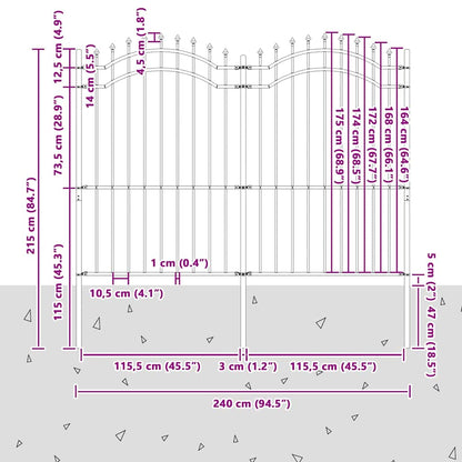 Zahradní Plot Woerden 240 X 215 Cm Práškově Lakovaná Ocel Bílá