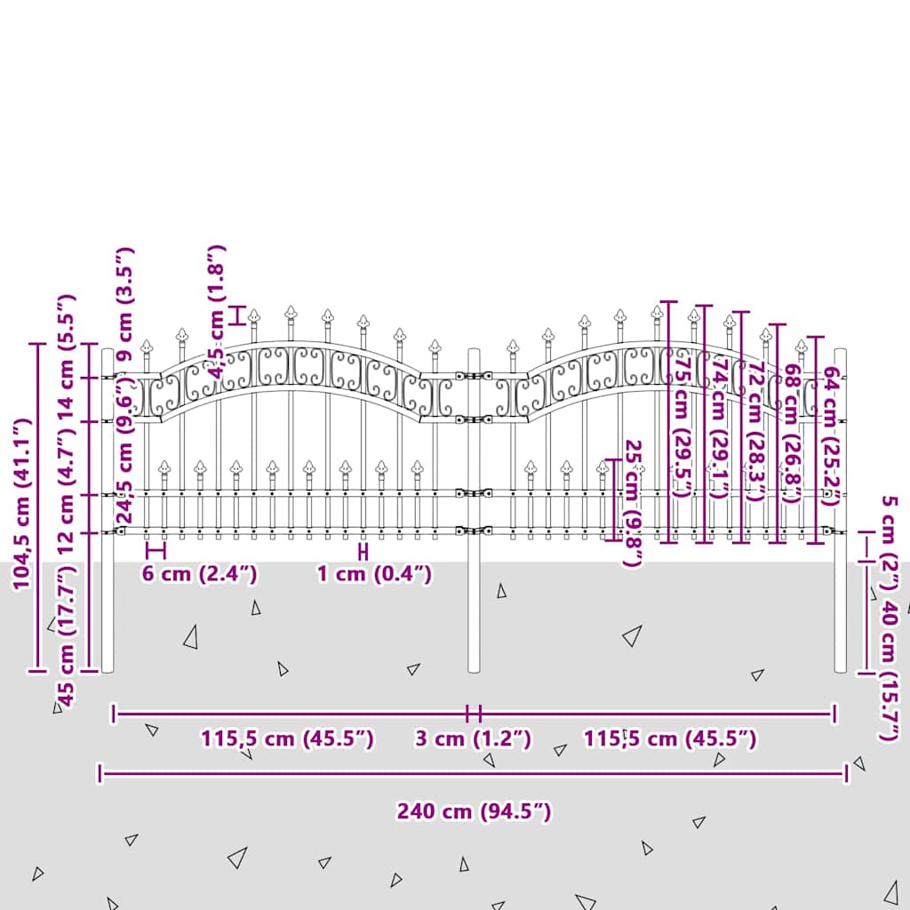 Zahradní Plot Kampen 240 X 118 Cm Mesh Práškově Lakovaná Ocel