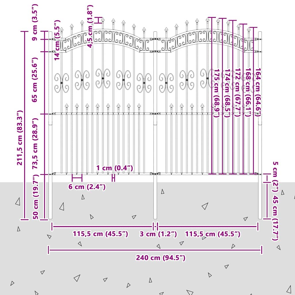 Zahradní Plot Kampen 240 X 228 Cm Mesh Práškově Lakovaná Ocel