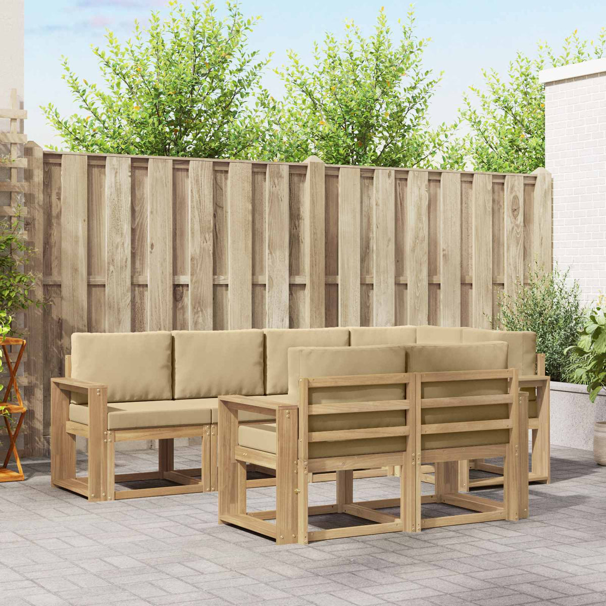Venkovní Pohovková Souprava 7 Ks Bílá Masivní Akátové Dřevo