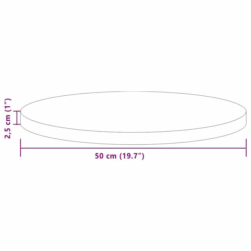 Deska Stolu Světle Hnědá Ø 50 X 2,5 Cm Masivní Dubové Dřevo
