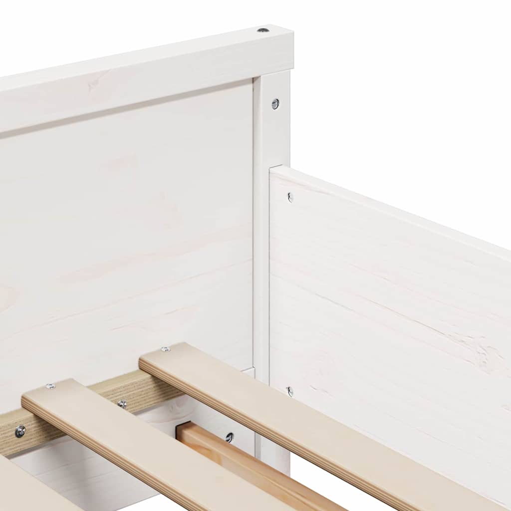 Rám Postele S Čelo Bílá 80 X 200 Cm Kompozitní Dřevo