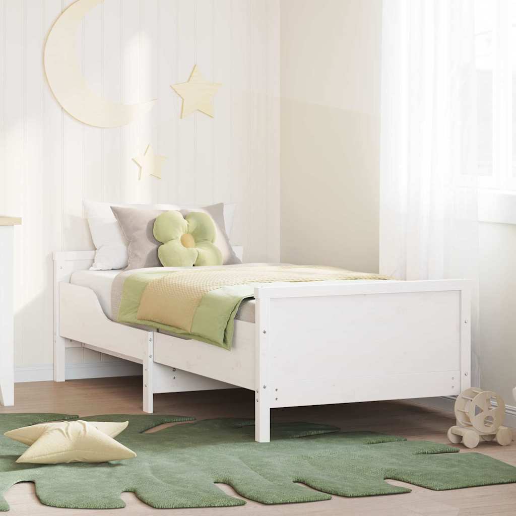 Rám Postele S Čelo Bílá 80 X 200 Cm Kompozitní Dřevo