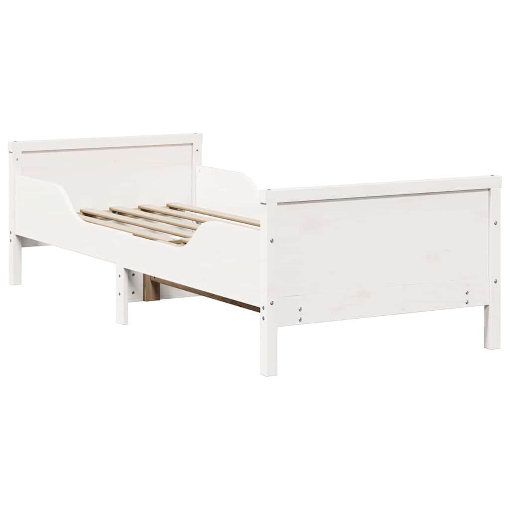 Rám Postele S Čelo Bílá 80 X 200 Cm Kompozitní Dřevo